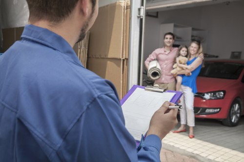 Boxes and furniture stored safely in a Northolt storage unit