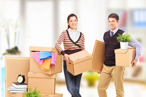 Charity reuse partnership concept with donated furniture and storage items